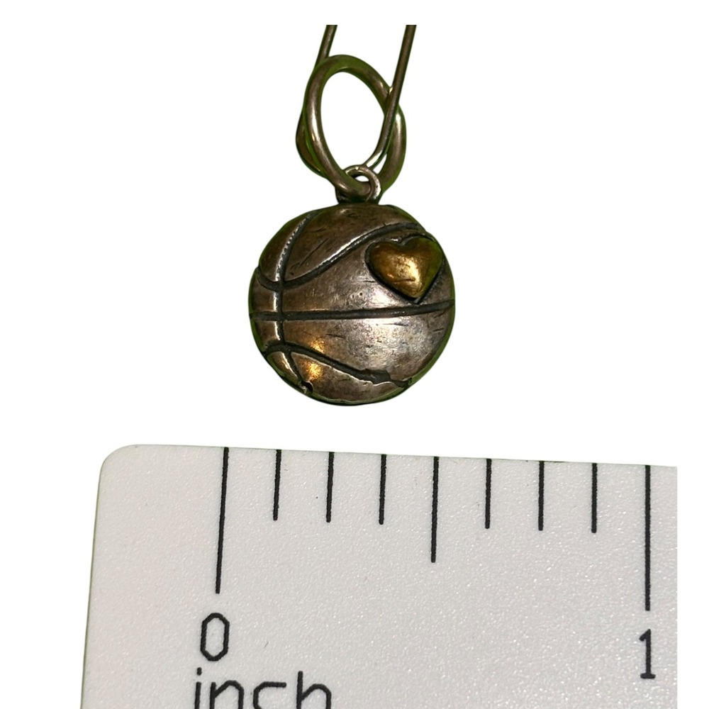 Waxing Poetic Sterling Silver Brass Heart Basketball Charm Pendant 925 Sporty
